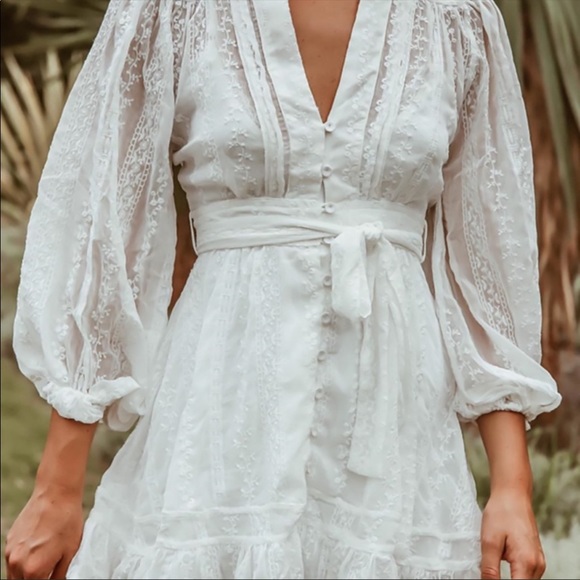 Boho Crochet Eyelet Button Up Gypsy Dress white - Picture 4 of 16